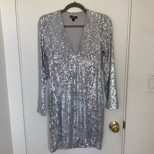 Express long sleeve sequin dress